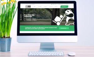 Innovative green web interface showing eco-friendly removal services, enhancing sustainable web solutions in Wales.