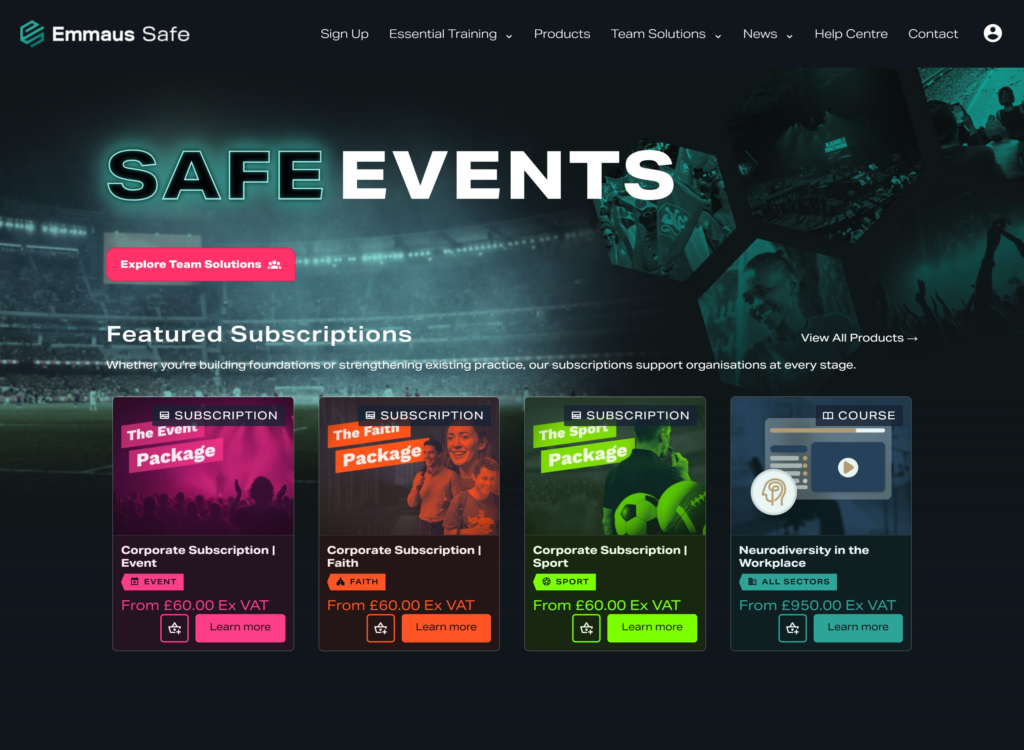 website design screenshot | Emmaus Safe Hub