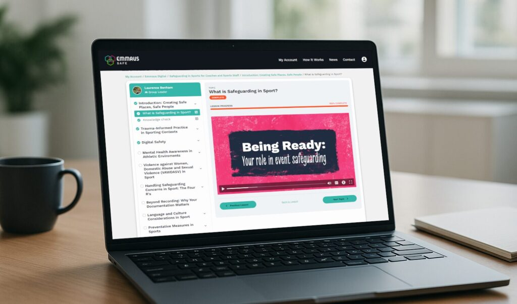 A photo of a laptop showing an example of a online classes website built and hosted by Clickboom