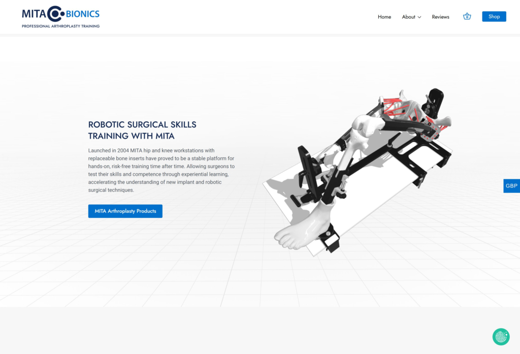website design screenshot | MITA Bionics e-commerce