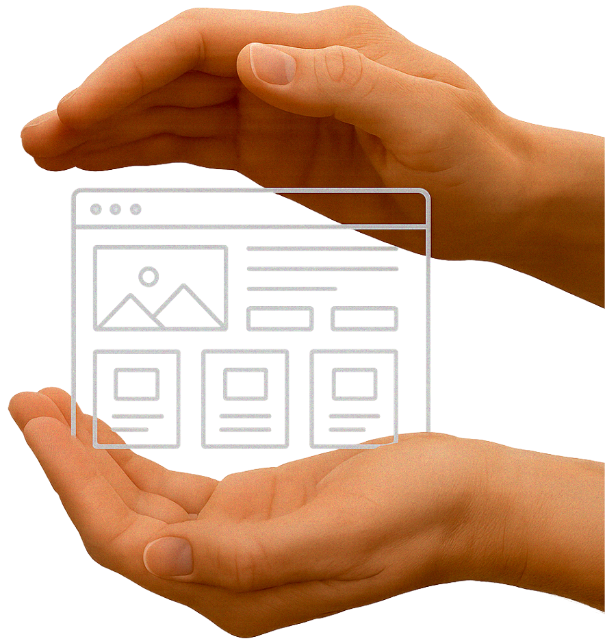 A graphic representing website care in the UK, managed hosting by Clickboom
