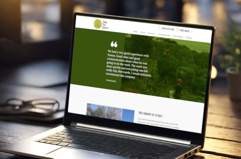 Tomos Tree Surgery Pembrokeshire website design and development by Clickboom