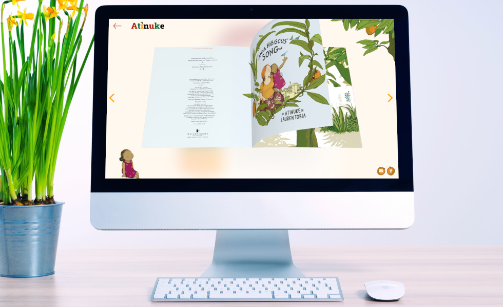 Interactive eBook design showcase on modern web platform, featuring creative typography and illustration.